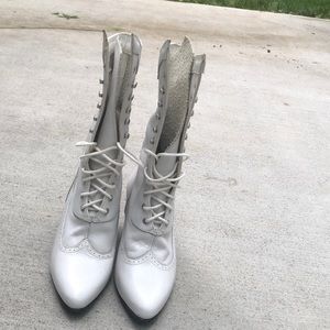 Vintage white leather boots